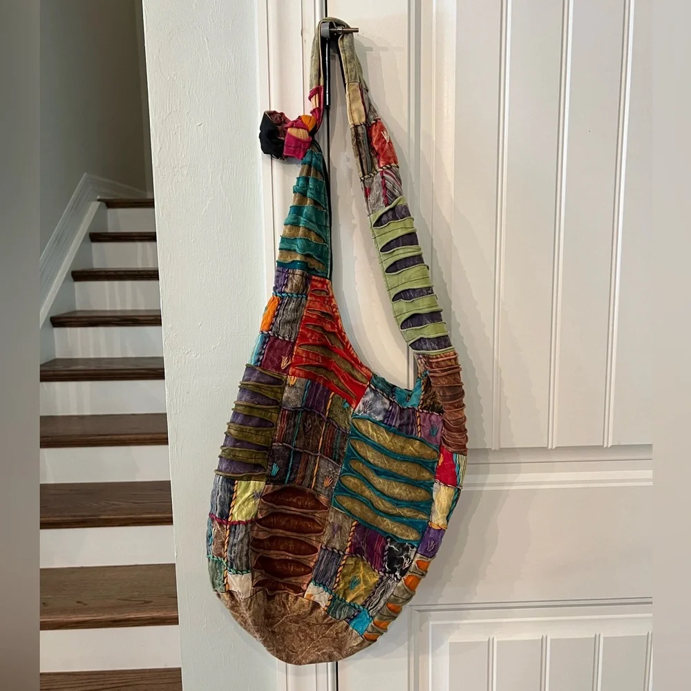 Boho Patchwork Hobo Bag Hippie Festival Crossbody Purse